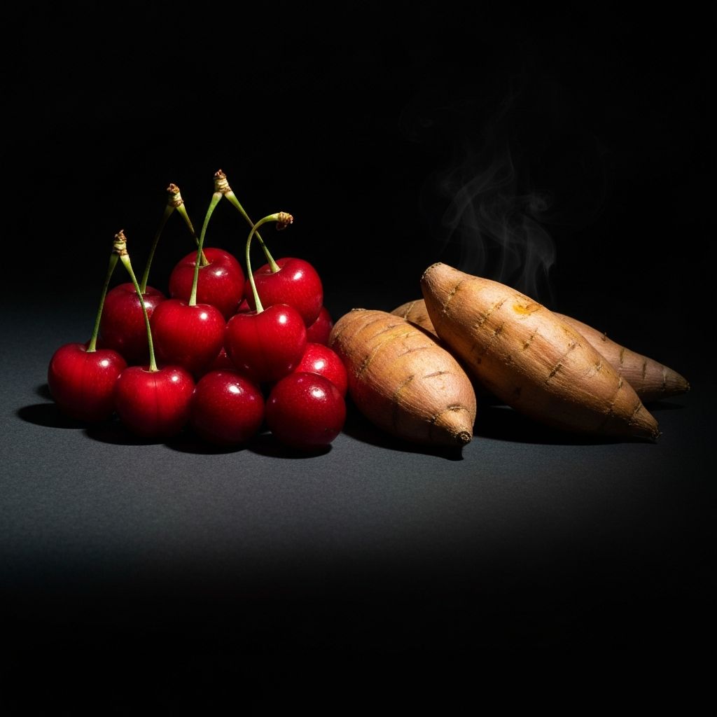 Cherries and sweet potato